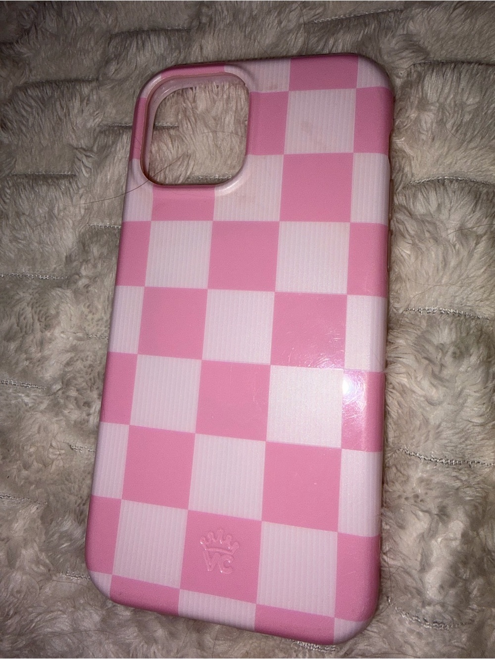Pink Checkered iPhone 12 Case